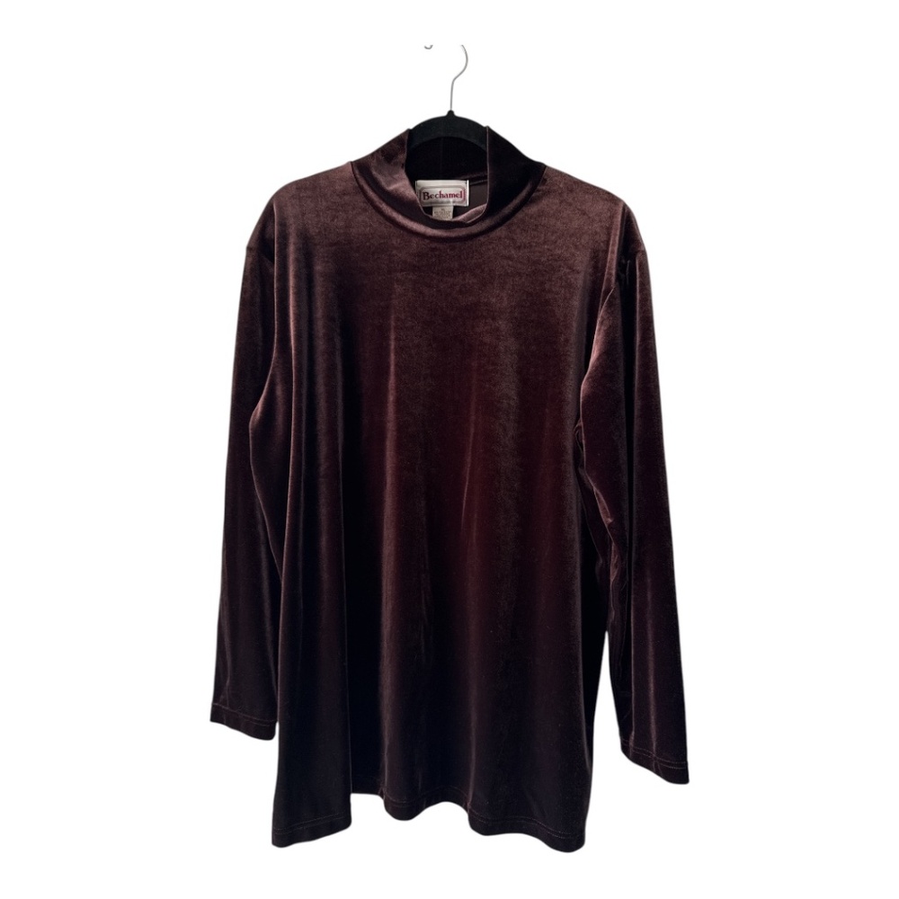 Vintage 90s Bechamel Burgundy Velvet Long Top/Mini dress